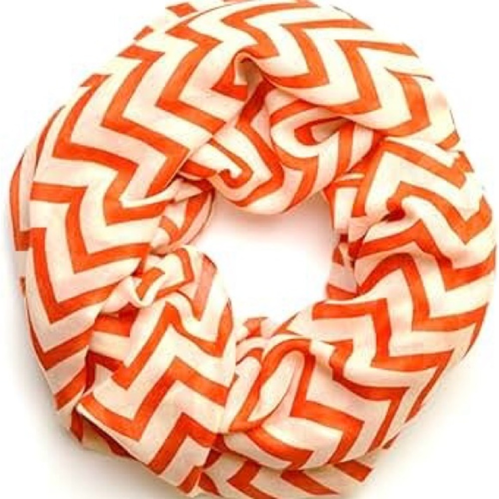 Orange Chevron Print Infinity Loop Circle Scarf W… - image 1